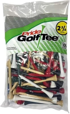 Pride Sports Wood Golf Tees 2.75 X 100 Count -Golf World Shop Classic Wood Tee 2.75 100 count Standard Mixed Colors