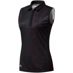 Adidas Womens Dot Print Sleeveless Golf Polo Shirt -Golf World Shop Dot Print Sleeveless Golf Polo Black