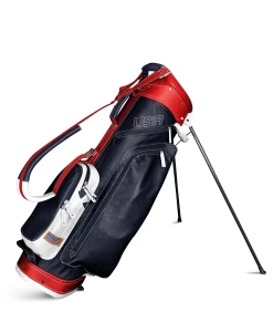 Sun Mountain Golf Leather Carry Stand Bag 11 Sun Mountain Golf Leather Carry Stand Bag -Golf World Shop G823274LeatherStandNavy White Red