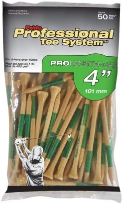 Pride Professional Tee System ProLength Golf Tees 38 Pride Professional Tee System ProLength Golf Tees -Golf World Shop PTS ProLength Natural Wood Green 4 50ct