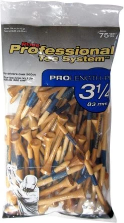 Pride Professional Tee System ProLength Golf Tees 32 Pride Professional Tee System ProLength Golf Tees -Golf World Shop PTS ProLength Natural Wood Yellow 3.25 75ct