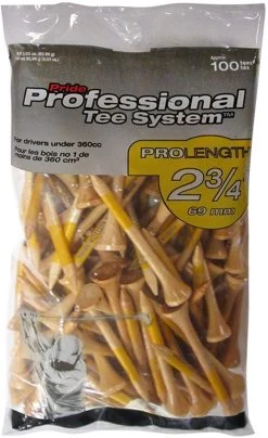 Pride Professional Tee System ProLength Golf Tees 26 Pride Professional Tee System ProLength Golf Tees -Golf World Shop PTS ProLength Natural Yellow 2.75 100