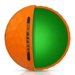 Srixon Soft Feel Brite Matte Color Golf Balls -Golf World Shop SOFTFEEL13 BRITEORANGE QUARTERVIEW Reflection