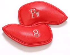 Volf Golf Red Synthetic Leather Iron Covers Set -Golf World Shop VolfGolfHeadcover RedLeatherIrons2