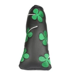 Volf Golf Black Synthetic Leather Shamrock Putter Cover -Golf World Shop VolfGolfHeadcovers BlackShamrockBladePutter2