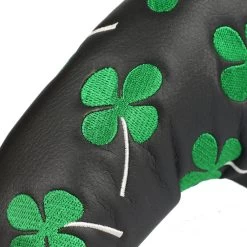 Volf Golf Black Synthetic Leather Shamrock Putter Cover -Golf World Shop VolfGolfHeadcovers BlackShamrockBladePutter5