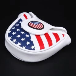 Volf Golf Red White Blue Synthetic Leather USA Mallet Putter Cover -Golf World Shop VolfGolfHeadcovers USAMalletPutter3