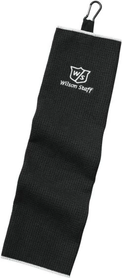 Wilson Staff Microfiber Trifold Golf Towel 16" X 21" Black 6 Wilson Staff Microfiber Trifold Golf Towel 16" X 21" Black -Golf World Shop WIlson TriFold Towel Black